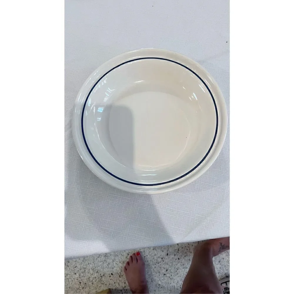Longaberger Pottery 10-inch Woven Traditions Classic Blue Pie Baking Plate